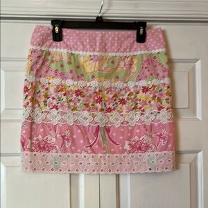 Lilly Pulitzer Pink and White Tiered Pencil Skirt